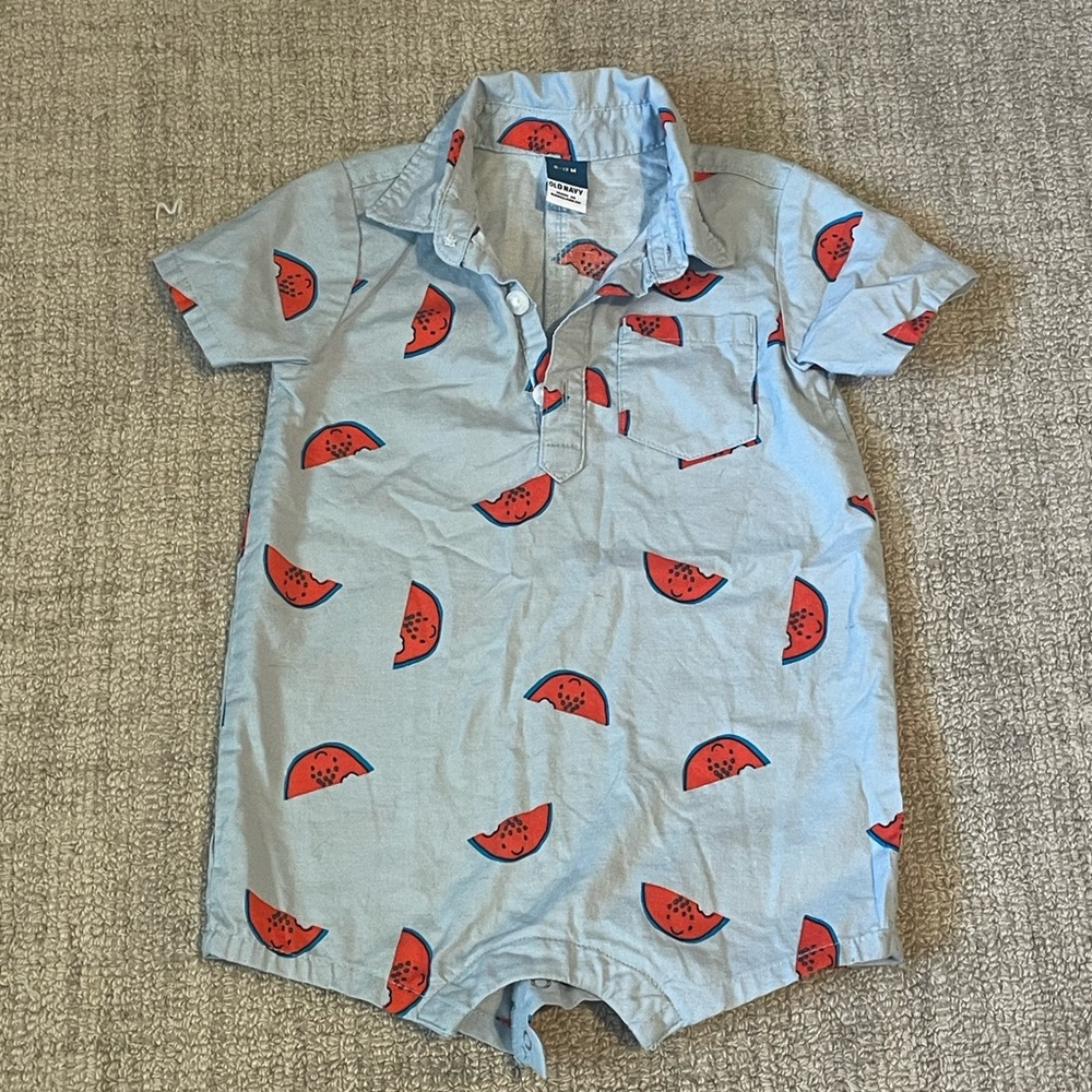 Boys Romper - Summer Watermelons 🍉 Old Navy Size 6-12Mo - Adorable!